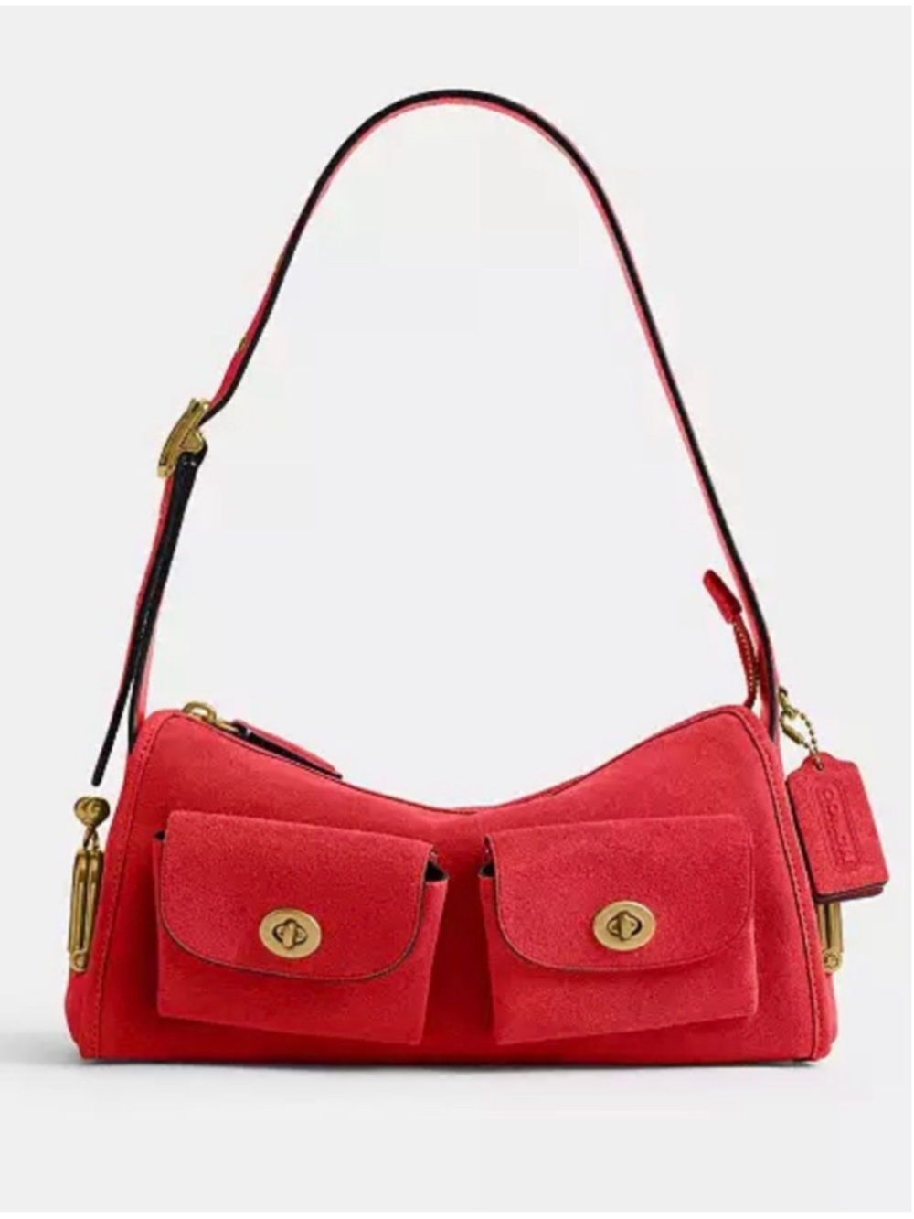 Women's Coach Suede Shoulder Bag One Size Red